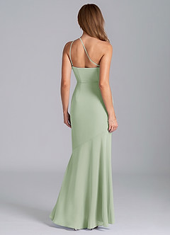 Azazie Tilla Vestidos de damas de honor Vestido de Salvia Polvorienta de Gasa de Corte Sirena con Hombro unilateral image2