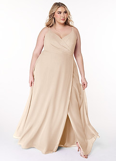 Azazie Lennon Bridesmaid Dresses White Alabaster A-Line Lace Chiffon Dress image9
