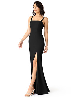 Azazie Gianetta Bridesmaid Dresses Black Mermaid Side Slit Stretch Crepe Dress image3