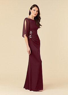Azazie Magdalene Mother of the Bride Dresses Cabernet Sheath Sequins Mesh Dress image2