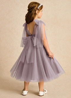 Azazie Dori Flower Girl Dresses Dusk A-Line Ruched Tulle Dress image3