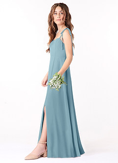 Azazie Rosey Junior Vestido de Azul Malhumorado de Gasa de Corte En A con Escote de Corazón image3