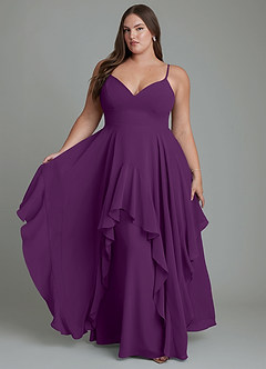 Azazie Zaina Abiti da Damigella Abito A-Line in Chiffon Uva image7