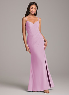 Azazie Yola Robes de demoiselle d'honneur Robe Fourreau Convertible en Mousseline de soie Plissée Rose Bonbon image5