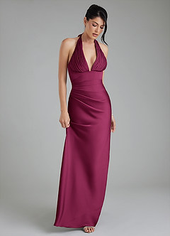 Azazie Torrance Bridesmaid Dresses Red Plum Mermaid Corset Stretch Satin Dress image5