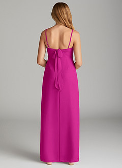 Azazie Mai Junior Vestido de Fucsia de Gasa de Recto con Plisado image2