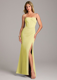 Azazie Chantel Bridesmaid Dresses Lemon Sorbet Sheath Strapless Chiffon Convertible Dress image5