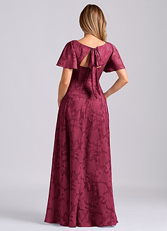 Azazie Kimber Brautjungfernkleider A-Linie mit Taschen Blumen-Burnout Kleid Burgunderrot image8