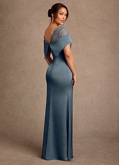 Azazie Henrieta Mother of the Bride Dresses Twilight Sheath Lace Stretch Satin Dress image2