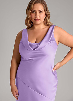 Azazie Rylina Bridesmaid Dresses Lilac Mermaid Stretch Satin Dress image11