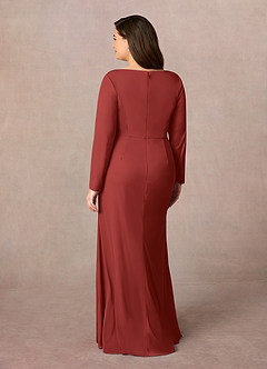 Azazie Risa Mère de la mariée Robes Robe Sirène en Maille Col V plissé Rouille image8