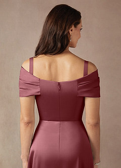 Chic Pleated Off-the-Shoulder Stretch Satin Dress Azalea