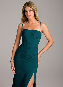 Azazie Chantel Bridesmaid Dresses Pine Sheath Strapless Chiffon Convertible Dress image2
