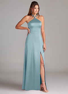 Azazie Elliana Brautjungfernkleider A-Linie Seitliche Cut-Outs Stretch-Satin Kleid Stimmungsvolles Blau image3