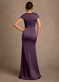 Azazie Rilda 신부의 어머니 드레스 쉬스 레이스 스트레치 새틴 플로어 길이 드레스 image3