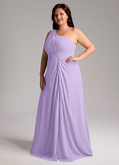 Azazie Brooke Robes de demoiselle d'honneur Robe Trapèze en Mousseline de soie Ue épaule Lilas image11