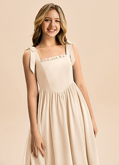 Azazie Delia Junior Abito A-Line in Chiffon Fiocco Alabastro Bianco image2