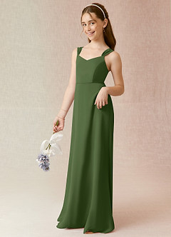 Azazie Denice Junior Olive A-Line Chiffon Dress image3