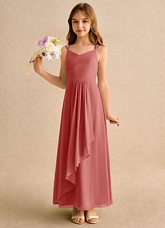 Azazie Zaida Girls Formal 플라워 걸 드레스 A라인 플리츠 쉬폰 발목 길이 드레스 image6