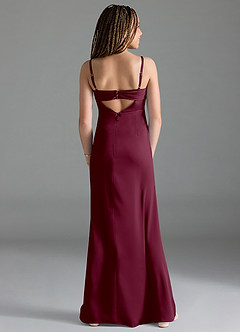 Azazie Leonis Junior Mulberry A-Line Pleated Stretch Satin Dress image2