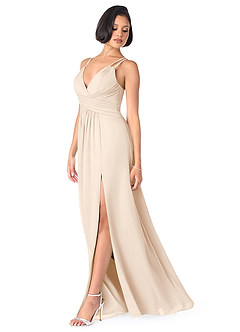 Azazie Farren Bridesmaid Dresses White Alabaster A-Line Pleated Chiffon Convertible Dress image3