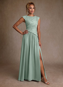 Azazie Kalleen Mother of the Bride Dresses Agave A-Line Pleated Chiffon Dress image1