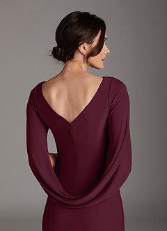 Azazie Bellona Mother of the Bride Dresses Cabernet Sheath Boatneck Luxe Knit Dress image5
