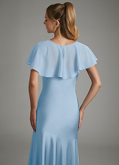 Azazie Carly Vestidos de damas de honor Vestido Azul Pálido de Satén Elástico de Corte Sirena Convertible con Plisado image7