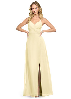 Azazie Davis Vestidos para Prova em Casa Vestido Buquê Floral Abstrato de Chiffon de Linha A com Plissado image2