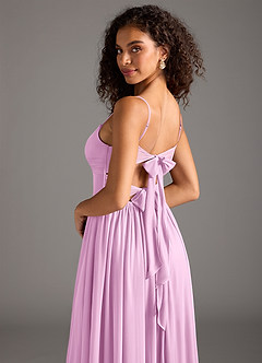 Azazie Zeya Bridesmaid Dresses Candy Pink A-Line Pleated Mesh Dress image6