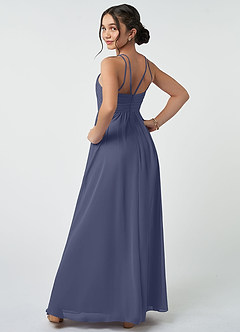 Azazie Leighton Junior Abito A-Line in Chiffon Plissettato Stormy image5