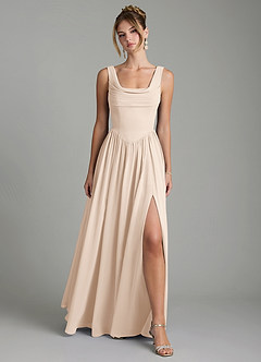 Azazie Novi Bridesmaid Dresses White Alabaster A-Line Pleated Chiffon Dress image1