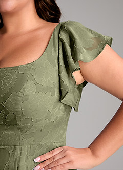Azazie Bondi Bridesmaid Dresses Pistachio A-Line Side Slit Floral Burnout Dress image11