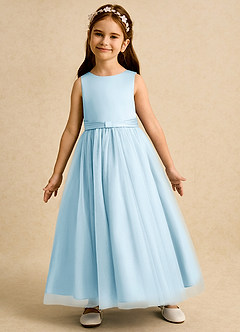 Azazie Lior vestidos de niña de las flores Vestido de Azul Cielo de Tul de Princesa con Plisado image4