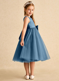 Azazie Twinsie Flower Girl Dresses Bermuda A-Line Bow Tulle Dress image4