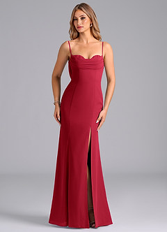 Azazie Wynni Bridesmaid Dresses Scarlet Mermaid Corset Chiffon Dress image4