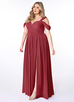 Azazie Lianne Vestidos de damas de honor Vestido de Granada de Gasa de Corte en A con Vestidos sin tirantes image10