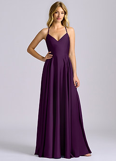 Azazie Truce Brautjungfernkleider A-Linie Stretch-Satin Kleid Traube image3