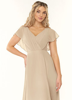Azazie Rylee Bridesmaid Dresses Champagne A-Line Pleated Chiffon Dress image5