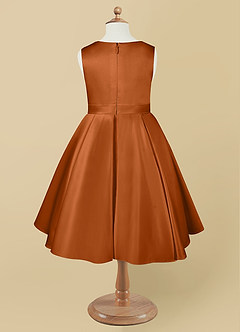 Azazie Coco Flower Girl Dresses Copper A-Line Bow Matte Satin Dress image6