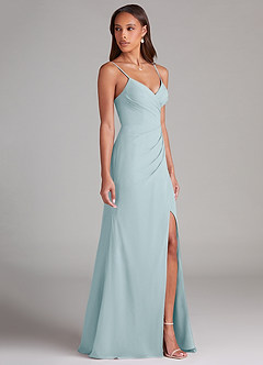 Azazie Maci Brautjungfernkleider Etui Plissee Chiffon Kleid Seegrün image4