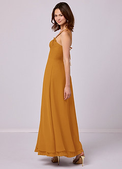Barbie ♥ Azazie Bridesmaid Dresses Butterscotch A-Line Pleated Chiffon Dress image5