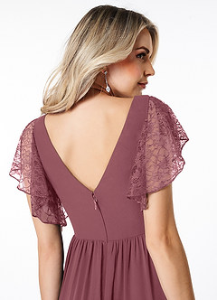 Azazie Zella Bridesmaid Dresses Desert Rose A-Line Lace Chiffon Dress image6