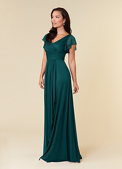 Azazie Reneya Mother of the Bride Dresses Peacock A-Line Pleated Mesh Dress image2