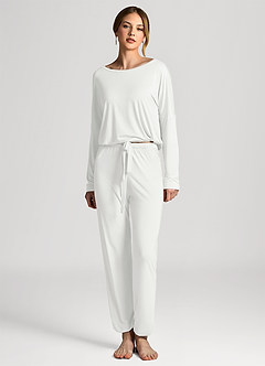 front Comfort Stretch Long Sleeve T-Shirt Pajama Set