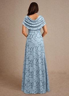 Azazie Branford Abiti per la Madre della Sposa Abito A-Line in Burnout Floreale Plissettato Azzurro image3