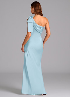 Azazie Yuanna Jurken voor bruidsmeisjes Jurk van Stretch Satijn met Zeemeermin One-Shoulder Hemelsblauw image2
