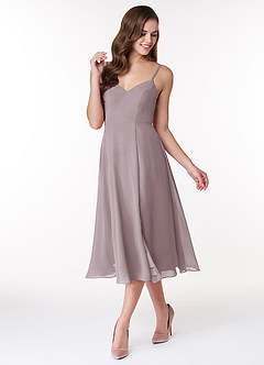 Azazie Clarissa Bridesmaid Dresses Dusk A-Line V-Neck Chiffon Dress image4