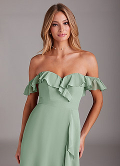 Azazie Lyra Robes de demoiselle d'honneur Robe Trapèze Convertible en Mousseline de soie Agave image9