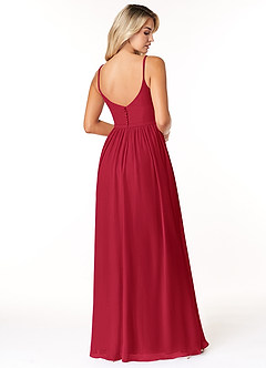 Azazie Rayna Bridesmaid Dresses Scarlet A-Line V-Neck Pleated Chiffon Dress image2